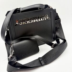 Steve Madden Black Bevelyn Halloween Satchel Crossbody Bag with Coin Purse Bat